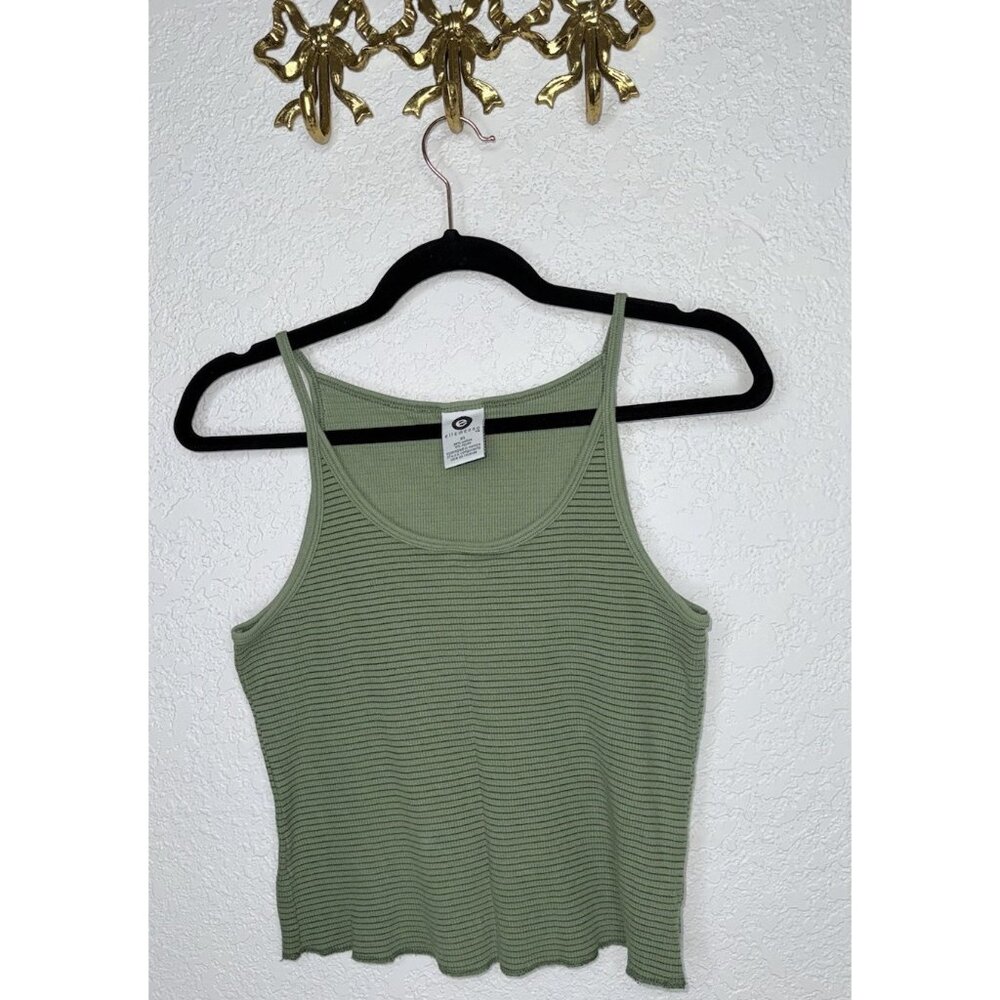 Vintage Ellemenno Women's Sleeveless Top Size XL Y2K Crop Tank Top Green K